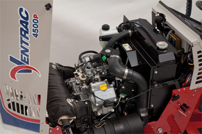 Ventrac 4500P Engine Compartment - The 4500P is powered by the 31 HP Kawasaki FD851D DFI Gas Engine