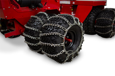 Ventrac Narrow Tire and Chain - The Ventrac Tire Chains give the tractor even more traction in rough/steep environments. 