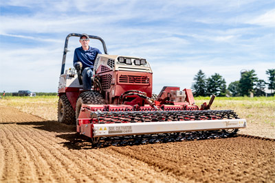Ventrac Soil Cultivator - The operator can easily control the depth adjustment from the seat.