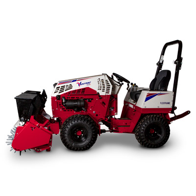 Ventrac Aera-Vator - Side view of the EA600. This coreless aeration system keeps turf clear of dirt plugs. 