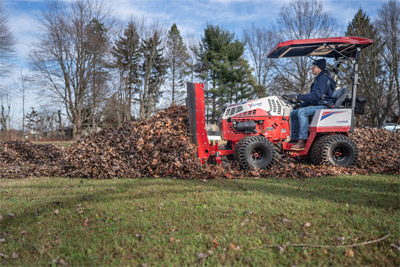 Ventrac Leaf Plow - Mounting the Leaf Plow out front allows the operator to see where they are moving leaf piles without having to turn around.