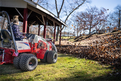 Ventrac Turbine Blower - The Ventrac Turbine Blower seamlessly transforms leaf-clearing tasks in the park, showcasing unparalleled effectiveness and expedited results.