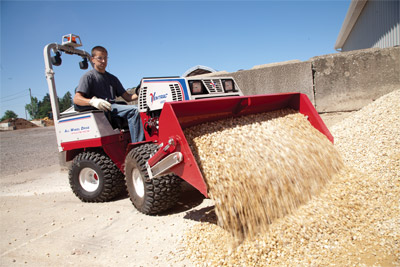 Ventrac 4500Y articulating tractor with Power Bucket - The power bucket offers you a versatile solution for moving dirt, mulch, gravel, sand, and more. 