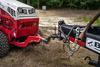 Ventrac Trailer Mover Hitch - Having the trailer in front of you makes maneuvering it around easier. 