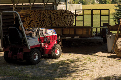 Ventrac 4500 using Trailer Mover - Quickly move a trailer into place while looking ahead with the Trailer Mover.