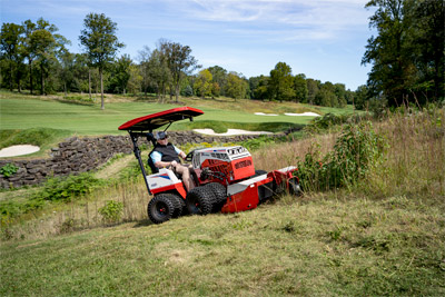 Ventrac Tough Cut - From tee to triumph – Ventrac Tough Cut mower deck taking on tall fescue by the tee box, ensuring a clean and professional finish as the season comes to an end.