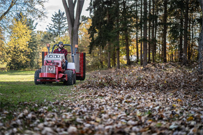 Ventrac Leaf Blower - Control the direction of your airflow to pile leaves in areas for more efficient cleanup.