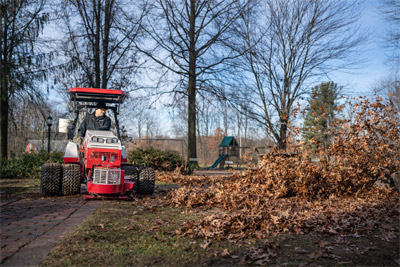 Ventrac Leaf Blower - Moving leaves with ease the power blower beats a handheld or back mounted leaf blower.