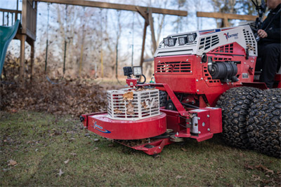 Ventrac Leaf Blower - Directional forced air of up to 180 MPH the power blower can move mountains of leaves with ease.