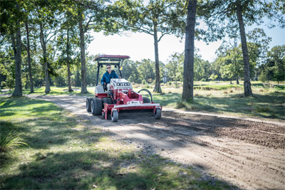 Ventrac Power Rake - Revolutionizing course perfection – Ventrac Power Rake effortlessly smoothing out golf cart path imperfections, restoring a seamless and pristine journey for players.