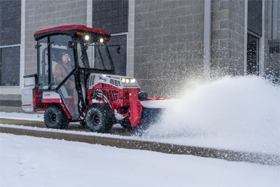 Ventrac Narrow Broom - The Broom can be hydraulically angled left or right and lifted up.