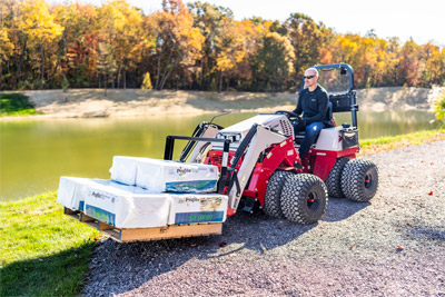 Ventrac KM410 Pallet Forks - The Ventrac KM410 Pallet Forks offer 36-inch fork length and a manually adjustable width, making them a versatile attachment for lifting and transporting materials with ease.