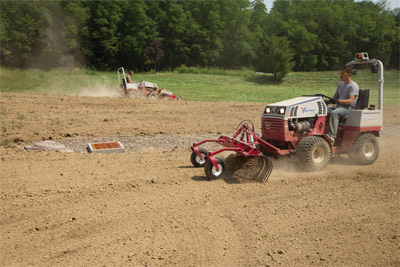 Ventrac 4500Y using Terra Rake - Smooth and level for a perfect lawn with the Terra Rake.