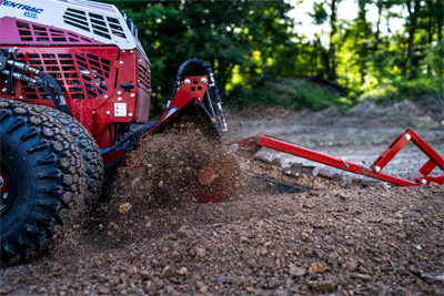 Ventrac Trencher - The Trencher is designed with dual Push-N-Pull cylinders to assure positive boom control for digging, boom lift, and transport. 