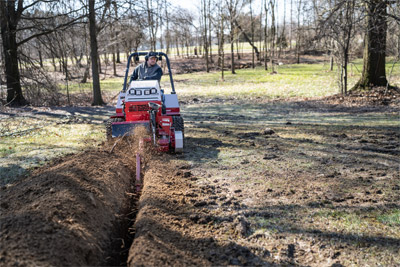 Ventrac Trencher - Versatile trenching with Ventrac – Whether straight or with turns, the Ventrac Trencher creates perfect trenches, offering flexibility and control for various underground installations.