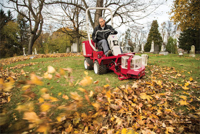 Ventrac 3400 with power blower - Less work and back strain than a handheld or backpack blower and faster too