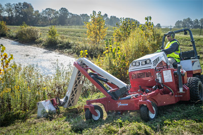 Ventrac Boom Mower - The Boom Mower has the stability and reach to manage vegetation further away from the machine than other equipment.