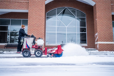 Ventrac Broom - Keep sidewalks clear and safe for pedestrians to continue their day without the risk of a slip or fall.