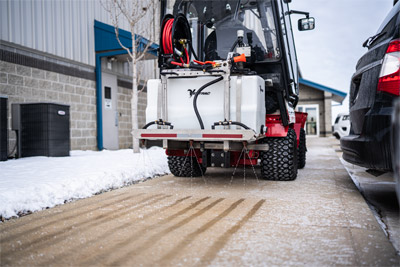 Ventrac Brine Kit - The Ventrac Brine Kit efficiently de-ices sidewalks with its 35-gallon tank, providing seamless integration with the 4520 tractor for optimal control from the heated cab.