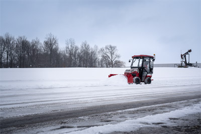 Ventrac Box Plow - The Ventrac 4520 equipped with the Box Plow is compact, agile, and designed to handle large snow volumes, ensuring efficient and interruption-free snow clearance.