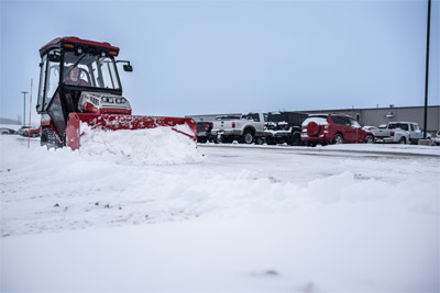 Ventrac Box Plow - Experience unparalleled snow removal efficiency with the Ventrac 4520 and Box Plow integration. Designed to address the challenges of vast open spaces, this solution strategically pushes significant snow amounts, maintaining clear and accessible premises.